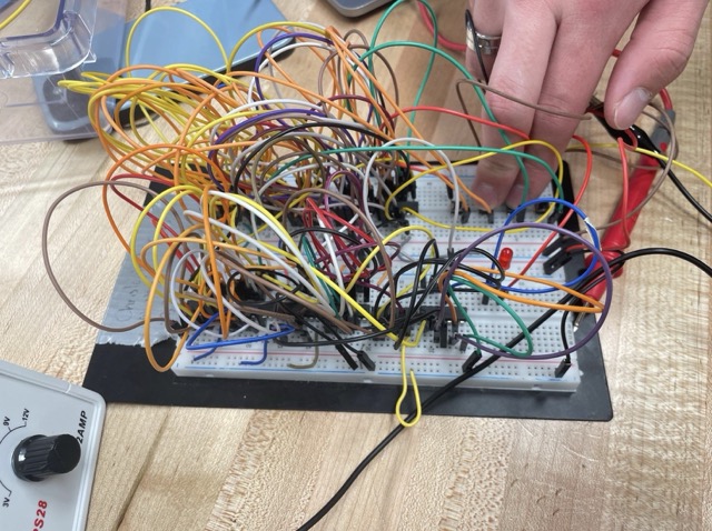 Breadboard circuit with switches and LED